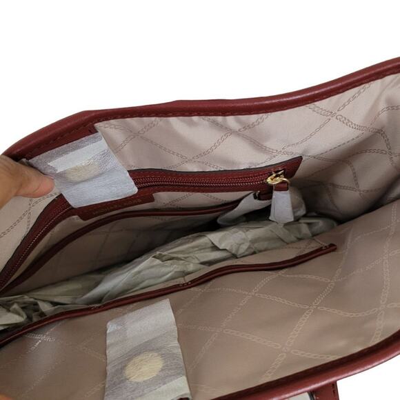 Michael Kors Extra Large Burgundy Leather Saylor Tote Bag - Picture 11 of 11